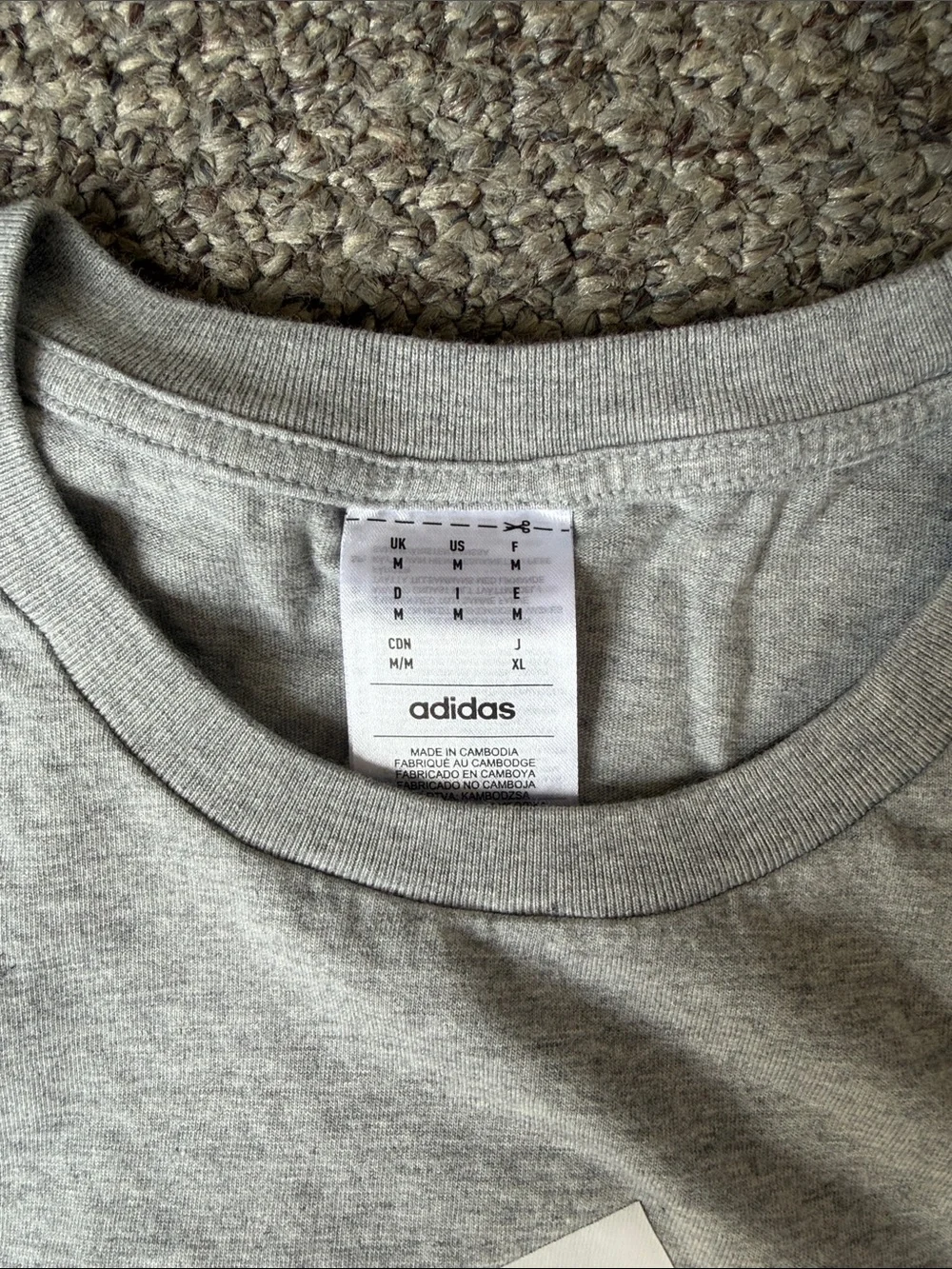adidas Gray Short Sleeve Logo Tee with White Trefoil